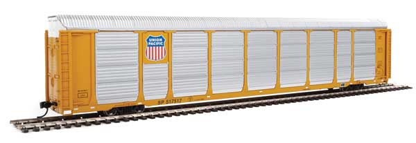 WalthersProto 89' Thrall Enclosed Tri-Level Auto Carrier - Ready to Run -- Union Pacific(R) Rack, Flat SP(TM) #517517 (yellow, silver, Shield Logo) - 920-101436