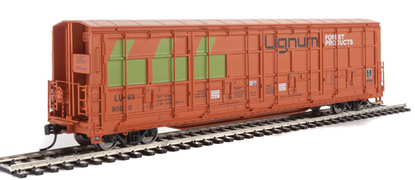WalthersProto 56' Thrall All-Door Boxcar - Ready to Run -- Lignum LUNX #80010 (orange, green, black) - 920-101928