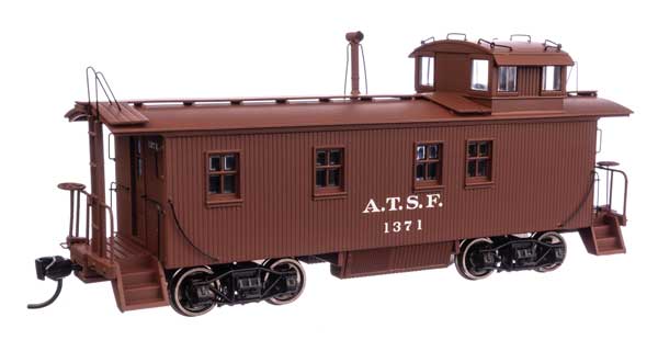 WalthersProto HO 30' ATSF 1300-Series Wood Waycar (Caboose) - Ready to Run -- Santa Fe A.T.S.F. #1371 1938-1941 Scheme (Mineral Red, white)