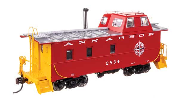 WalthersProto HO Wabash Streamlined Caboose - Ready to Run -- Ann Arbor #2834 (yellow ends)