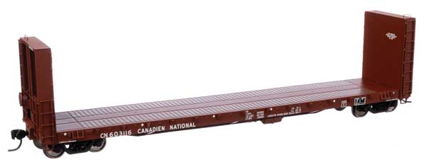 Walthers Mainline 50'  CC&F Bulkhead Flatcar - Ready to Run -- Canadian Natonal #603116 (brown)