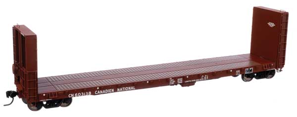 Walthers Mainline 50'  CC&F Bulkhead Flatcar - Ready to Run -- Canadian Natonal #603138 (brown)