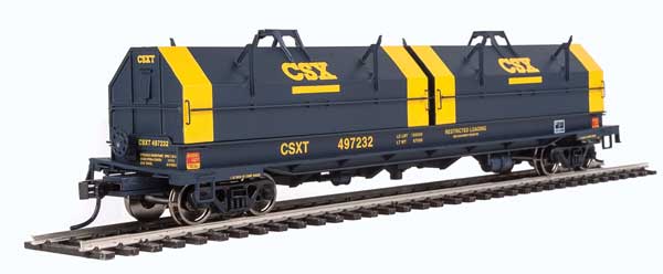 WalthersProto 50' Evans Cushion Coil Car - Ready to Run -- CSX #497232 (Angled Hoods, blue, yellow) - 920-105242