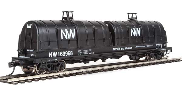 WalthersProto 50' Evans Cushion Coil Car - Ready to Run -- Norfolk & Western #169968 (Glass-Fiber Hoods, black, NW Logo) - 920-105251