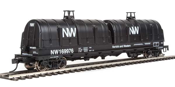 WalthersProto 50' Evans Cushion Coil Car - Ready to Run -- Norfolk & Western #169976 (Glass-Fiber Hoods, black, NW Logo) - 920-105252