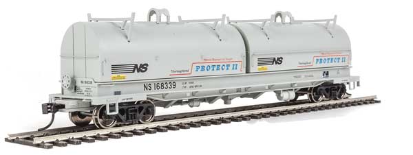 WalthersProto 50' Evans Cushion Coil Car - Ready to Run -- Norfolk Southern #168339 (Round Hoods, gray, black, Protect II Markings) - 920-105254