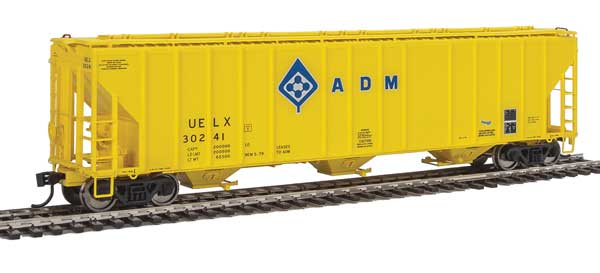 WalthersProto 55' Evans 4780 Covered Hopper - Ready To Run -- Archer-Daniels-Midland UELX #30241 (yellow, molecule logo) - 920-106151