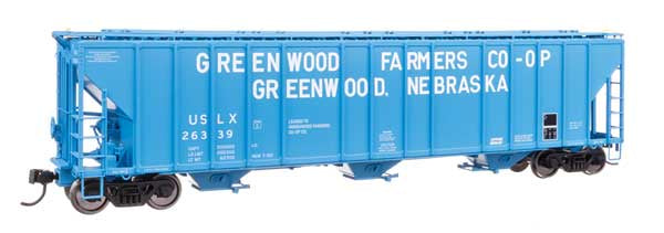 WalthersProto HO 55' Evans 4780 Covered Hopper - Ready To Run -- Greenwood USLX #26339