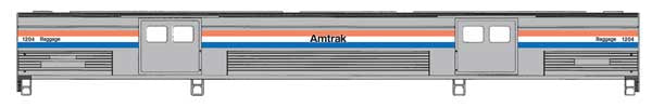 WalthersProto HO 73' Budd Baggage Car - Ready to Run -- Amtrak Phase III #1204