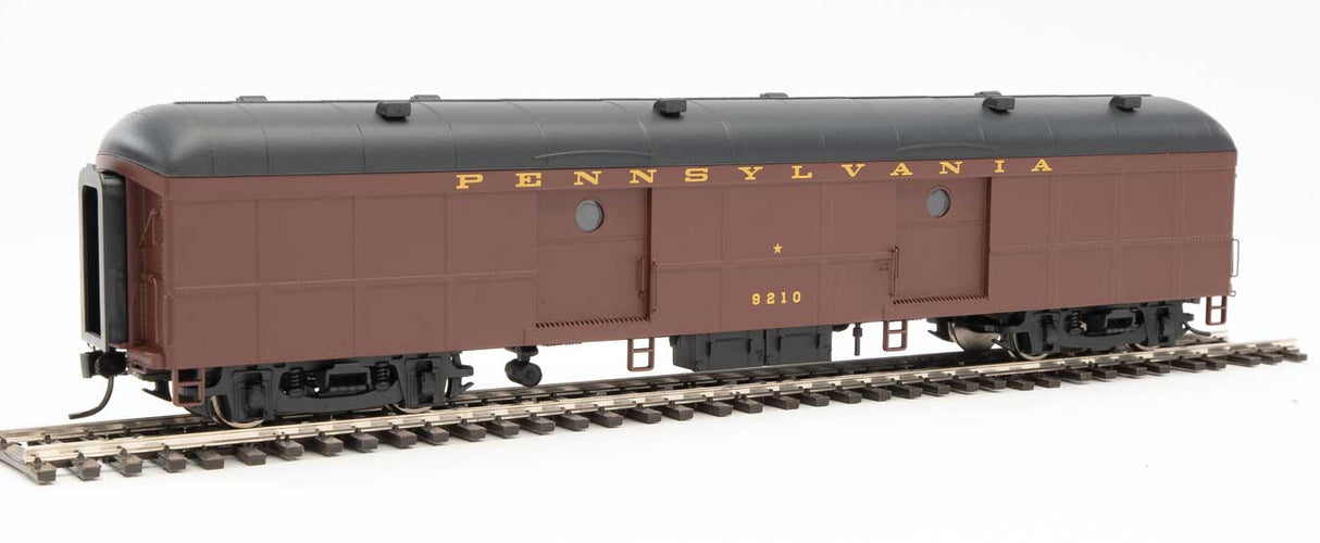 WalthersProto 60' Pennsylvania Class B60b Baggage Car w/Standard Doors -- Pennsylvania Railroad #9210 (2/54-9/62 Scheme, Tuscan, black, Messenger Star - 920-17248