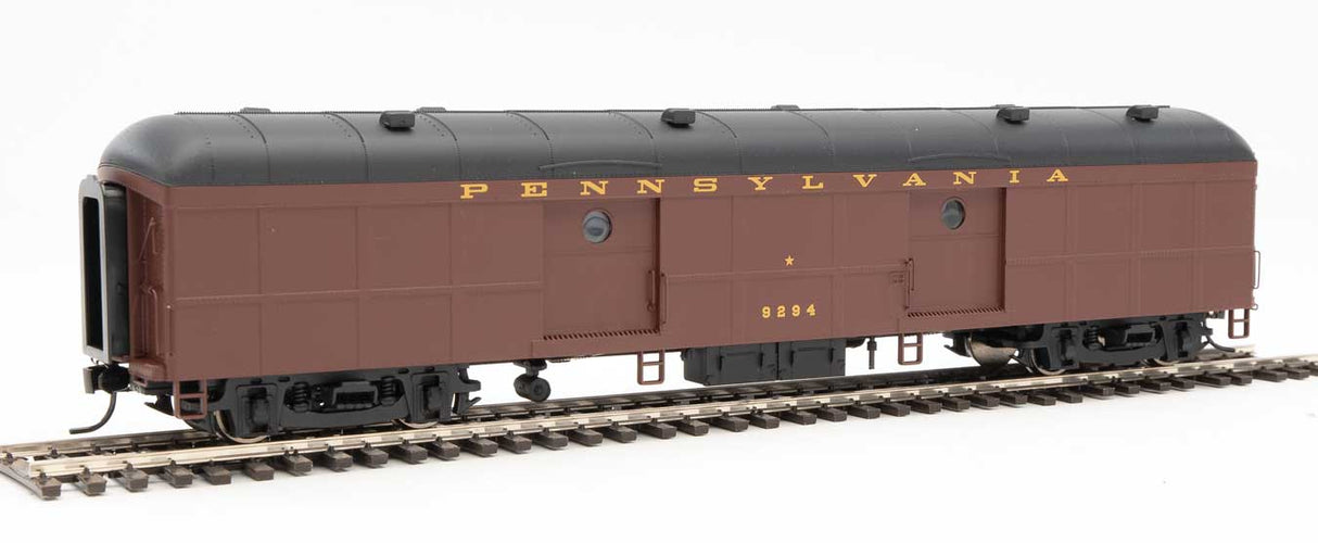 WalthersProto 60' Pennsylvania Class B60b Baggage Car w/Standard Doors -- Pennsylvania Railroad #9294 (2/54-9/62 Scheme, Tuscan, black, Messenger Star - 920-17249
