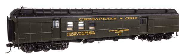 WalthersProto 70' Heavyweight RPO-Baggage Car w/Clerestory Roof - Ready to Run -- Chesapeake & Ohio #81