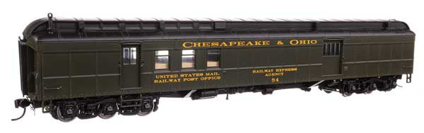 WalthersProto 70' Heavyweight RPO-Baggage Car w/Clerestory Roof - Ready to Run -- Chesapeake & Ohio #84