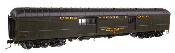 WalthersProto 70' Heavyweight Baggage Car w/Arched Roof - Ready to Run -- Chesapeake & Ohio #312