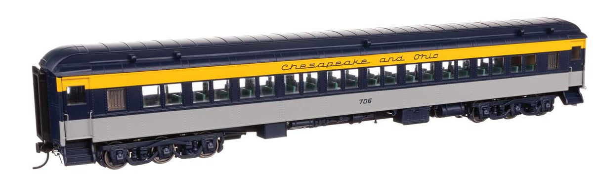 WalthersProto HO 82' Pullman-Built Heavyweight Paired-Window Coach - Ready to Run -- Chesapeake & Ohio (C&O)(Tri-Color) #706