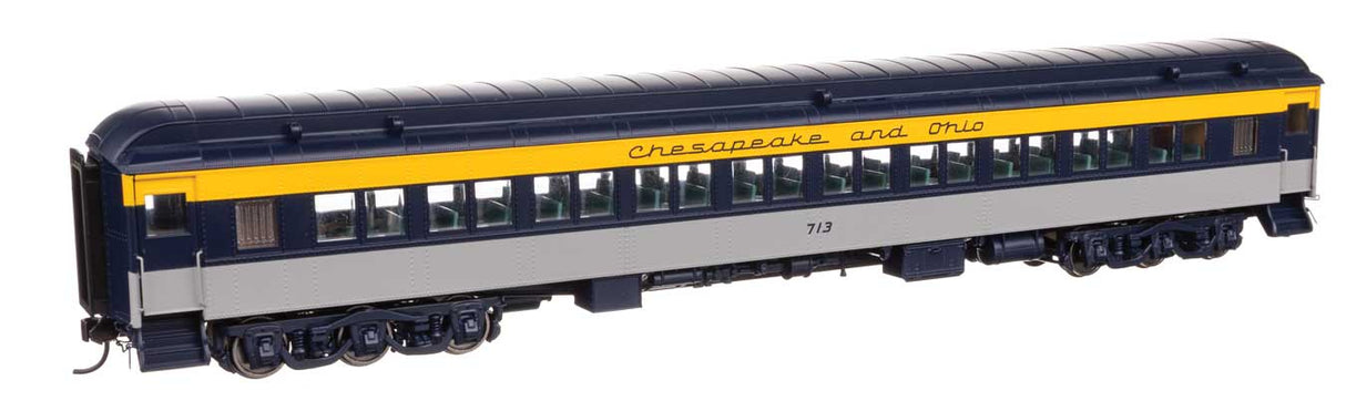 WalthersProto HO 82' Pullman-Built Heavyweight Paired-Window Coach - Ready to Run -- Chesapeake & Ohio (C&O) (Tri-Color) #713