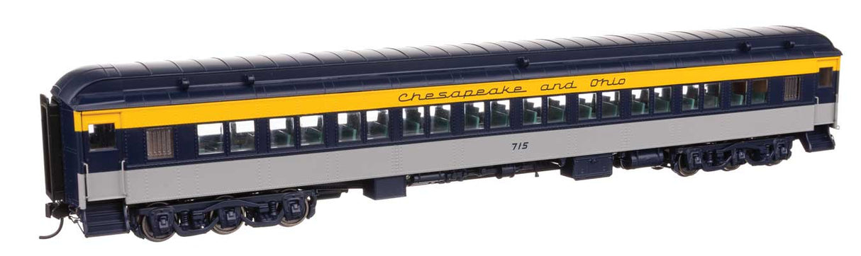 WalthersProto HO 82' Pullman-Built Heavyweight Paired-Window Coach - Ready to Run -- Chesapeake & Ohio (C&O)(Tri-Color) #715