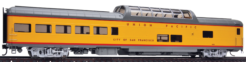 WalthersProto HO 85' ACF Dome Lounge - Lighted - Union Pacific(R) Heritage Series -- City of San Francisco; Early w/printed name, number decals