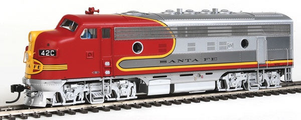 WalthersProto HO EMD F7A w/48" Dynamic Fan - Tsunami(R) Sound & DCC - San Francisco Chief -- Santa Fe #42C (Warbonnet, red, silver)