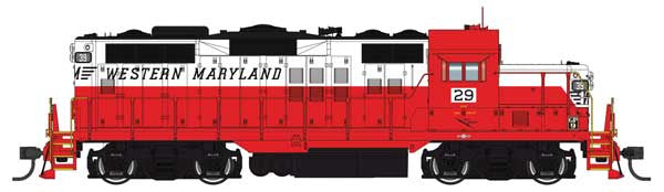 WalthersProto HO EMD GP9 Phase II - LokSound 5 Sound and DCC -- Western Maryland #29 - Red/White/Black