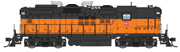 WalthersProto HO EMD GP9 with LokSound 5 Sound & DCC -- Milwaukee Road #288 (orange, black, white)
