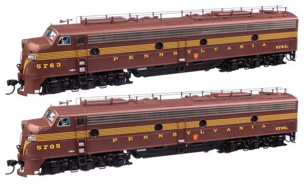 WalthersProto EMD E8 A-A with LokSound 5 Sound & DCC -- Pennsylvania Railroad Class EP-22 #5705A, 5763A (Tuscan, five-stripe)