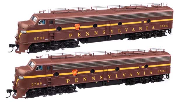 WalthersProto EMD E8 A-A with LokSound 5 Sound & DCC -- Pennsylvania Railroad Class EP-22 #5706A, 5788A (Tuscan, single-stripe)