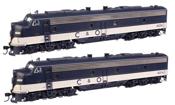 WalthersProto EMD E8 A-A with LokSound 5 Sound & DCC -- Chesapeake & Ohio #4014 & 4026