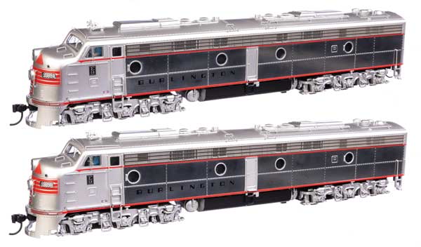 WalthersProto EMD E9 A-A with LokSound 5 Sound & DCC -- Chicago, Burlington & Quincy #9989A & 9989B (plated sides)
