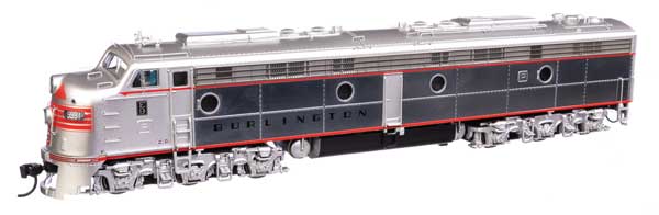 WalthersProto EMD E9A with LokSound 5 Sound & DCC -- Chicago, Burlington & Quincy #9991 (plated sides)