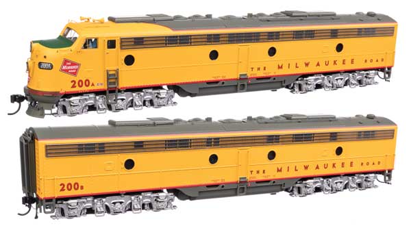 WalthersProto EMD E9A - E9B - LokSound 5 Sound & DCC - City of San Francisco -- Milwaukee Road #200A, 200B (yellow, gray, red)