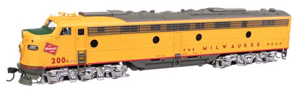 WalthersProto EMD E9A - LokSound 5 Sound & DCC - City of San Francisco -- Milwaukee Road #200C (yellow, gray, red)