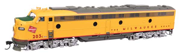 WalthersProto EMD E9A - LokSound 5 Sound & DCC - City of San Francisco -- Milwaukee Road #203C (yellow, gray, red)
