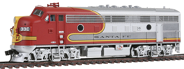 WalthersProto 	PROTO 2000 Diesel EMD F3A Powered Standard DC -- Santa Fe 16 Class #33C Passenger Warbonnet w/Plated Metal Finish  - 920-48273