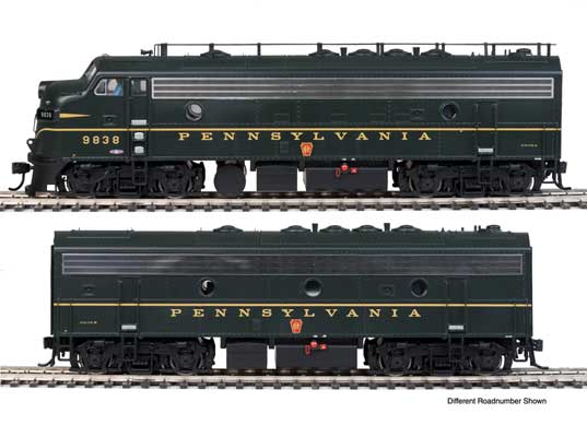 WalthersProto EMD FP7 & F7B Standard DC -- Pennsylvania Railroad EFP-15 #9858A, EH-15 #9858B (Brunswick Green, Keystone