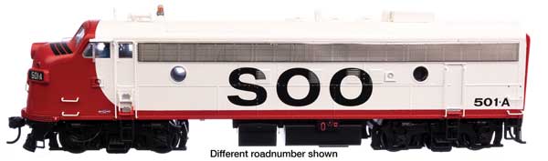 WalthersProto HO EMD FP7 Standard DC -- Soo Line #503A (white, red, black)