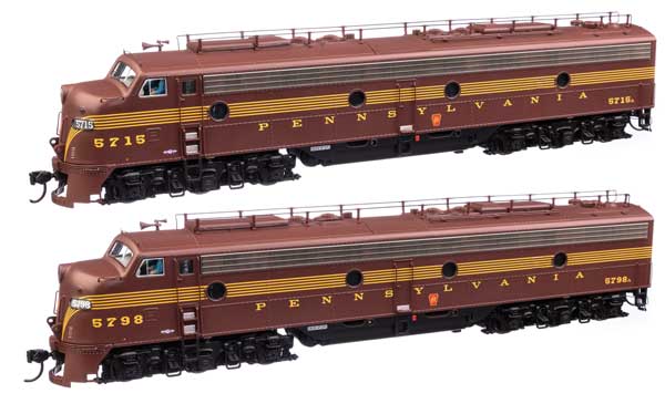 WalthersProto EMD E8 A-A - Standard DC -- Pennsylvania Railroad Class EP-22 #5798A, 5715A (Tuscan, five-stripe)
