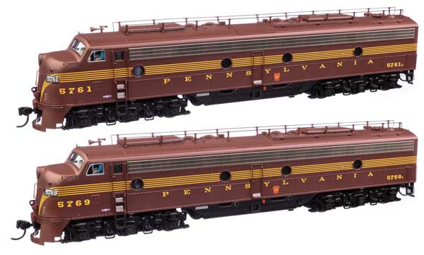 WalthersProto EMD E8 A-A - Standard DC -- Pennsylvania Railroad Class EP-22 #5761A, 5769A (Tuscan, five-stripe)