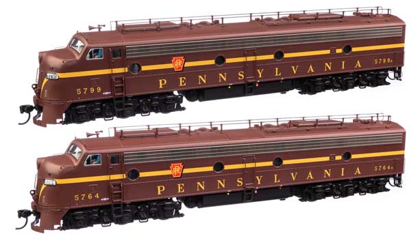 WalthersProto EMD E8 A-A - Standard DC -- Pennsylvania Railroad Class EP-22 #5764A, 5799A (Tuscan, single-stripe)