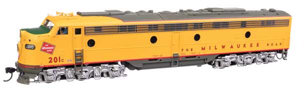 WalthersProto EMD E9A - Standard DC - City of San Francisco -- Milwaukee Road #201C (yellow, gray, red)