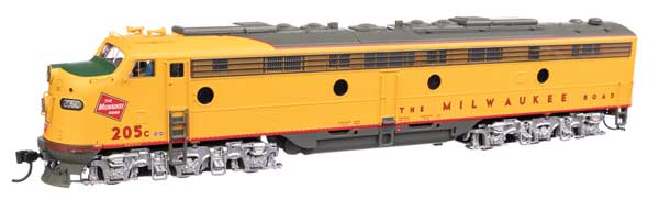 WalthersProto EMD E9A - Standard DC - City of San Francisco -- Milwaukee Road #205C (yellow, gray, red)