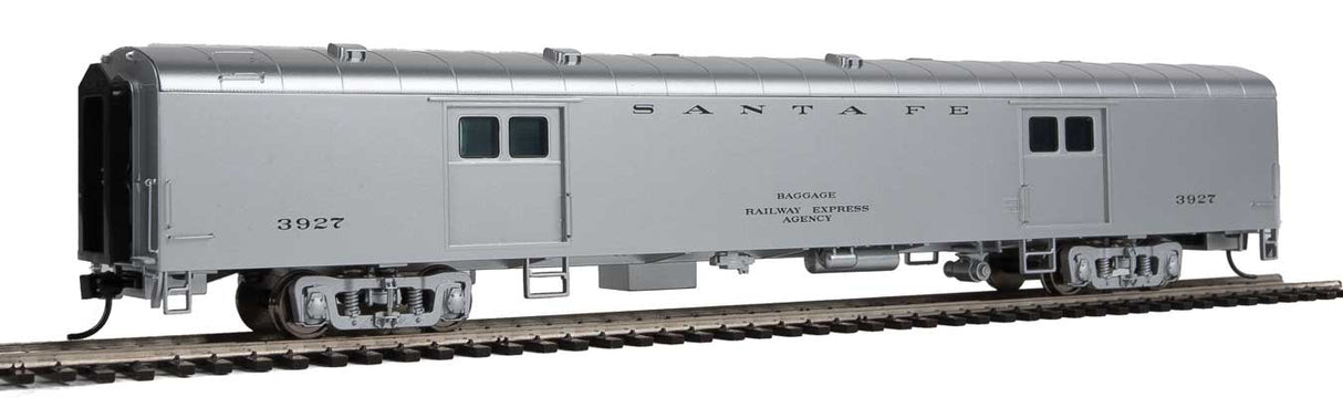 WalthersProto 74' Pullman-Standard Baggage Car - Ready to Run -- Santa Fe #3927 (painted silver) - 920-9620