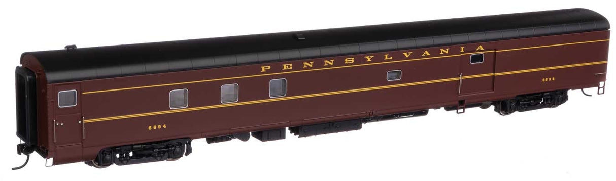 85' ACF PRR-Style Baggage-Dormitory -- Pennsylvania Railroad #6694 Class BD85 (Tuscan, black, Dulux)