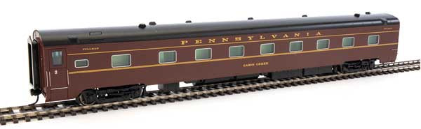 WalthersProto 85' Pullman-Standard 12-4 Sleeper Plan 4130 -- Pennsylvania Railroad (PS124 Cabin Creek Tuscan, black; Dulux) DLX - 920-9782