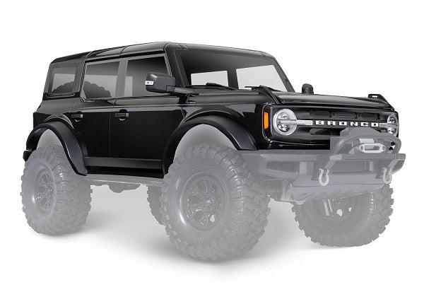 Traxxas 9211T Body, Ford Bronco (2021), Complete, Shadow Black (painted) (includes grille, side mirrors, door handles, fender flares, windshield wipers, spare tire Mount, & clipless Mounting) (requires #8080X inner Fenders) - TRA9211T