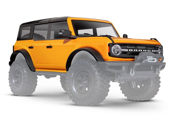 Traxxas 9211X Body, Ford Bronco (2021), Complete, Cyber Orange (painted) (includes grille, side mirrors, door handles, fender flares, windshield wipers, spare tire Mount, & clipless Mounting) (requires #8080X inner Fenders) - TRA9211X