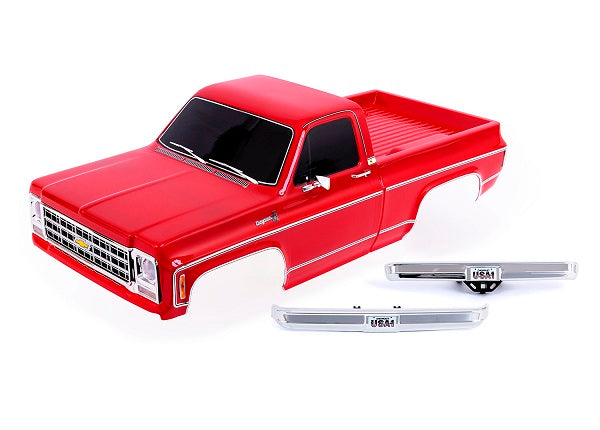 Traxxas 9212R Body, Chevrolet K10 Truck (1979), Complete, - Red (painted, decals applied) (includes grille, side mirrors, door handles, windshield wipers, & clipless Mounting) (requires #9288 inner Fenders) - TRA9212R