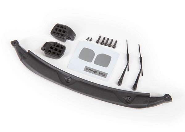 Traxxas 9217 Mirrors, side, black (left & right)/ windshield wipers (2)/ cowl/ 2.5x8 BCS (3)/ 2.5x10 CS (2)/ 1.6x5 BCS (2) (fits #9211 Body) - TRA9217