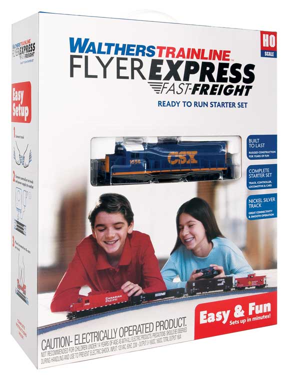 Walthers Trainline HO Flyer Express Fast-Freight Train Set -- CSX Transportation - 931-1212