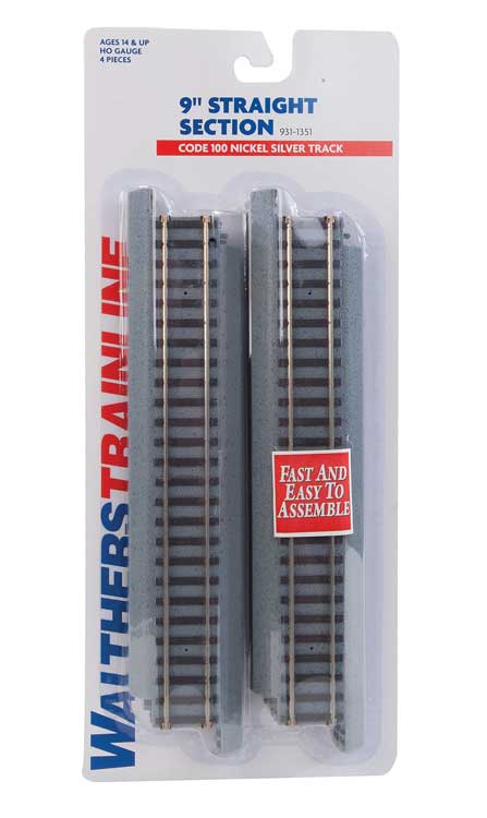 Walthers Trainline Power-Loc Track(TM) -- 9" 22.9cm Straight Section pkg(4) - 931-1351